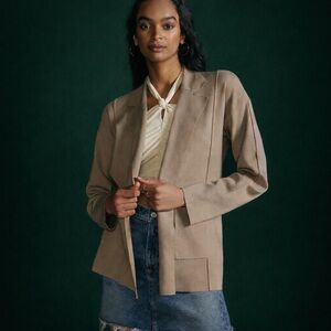 Anthropologie Current Air Camel Sweater Blazer Minimalist Tailored Jacket Size S